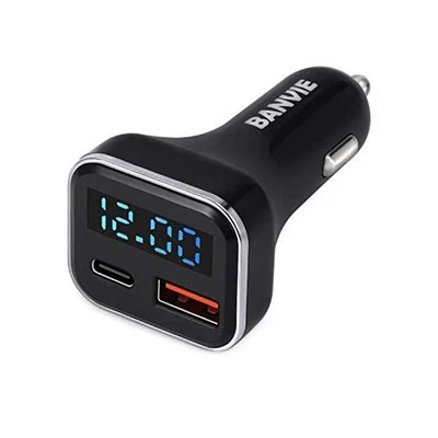  USB C Car Charger with LED Voltage Display, 30W 2-Port Fast Charging Adapter  - Image 1 of 4
