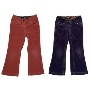 2 Pair Mini Boden Corduroy Flare Leg Jeans Pants Red & Blue Sz 4Y Bell Bottoms - Picture 1 of 19