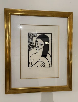 MAURICE DE VLAMINCK Подписанная Пронумерованная Оригинальная Стрижка на Дереве Девочка Расчесывание Волос  - Изображение 1 из 4