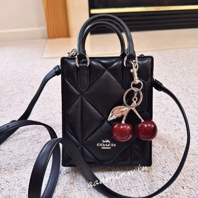 Mini bolso de mano Coach North South con acolchado de diamantes hinchados en negro CJ580 NUEVO CON ETIQUETAS Foto 1 de 4