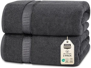 Lujosa sábana de baño Jumbo 2 piezas, 600 GSM, 35 por 70 pulgadas, 100 % anillo hilado... - Imagen 1 de 8