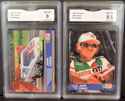 2 1991 Pro Set #17 & #66 JOHN FORCE Rookie RC GMA 8 NM-MT & GMA 8.5 NM-MT - Image 1 of 2
