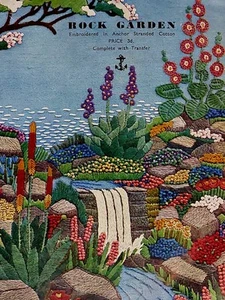 Rock Garden Embroidery Pattern with Trasfer 1930s 40s Anchor No 183 - Picture 1 of 9