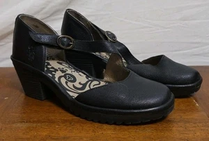 Fly London Women's Wako 144 Fly Size 7 Block Heel Black Mousse Chic & comfy!  - Picture 1 of 8