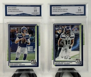 2025 Panini Donruss Sam Darnold & Jaxon Smith Njigba Seattle Seahawks 2 Card Set - Picture 1 of 3