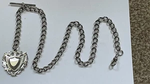 Antique Sterling Silver Albert Chain With Fob Medal, 52.6g (C234) - Picture 1 of 6