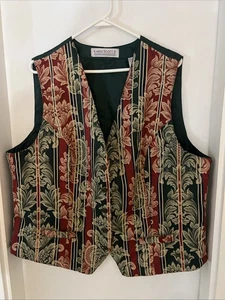 Women’s Karen Scott Tapestry Paisley Button Up Vest Size 2X Green Ivory Brown - Picture 1 of 5