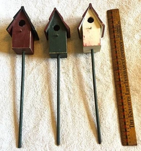 3 vintage wooden Birdhouse plant decorators - Picture 1 of 5