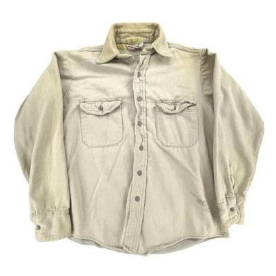 Camisa de Trabajo Wear-Gyu Paños Resistentes Beige Manga Larga Abotonada Informal PEQUEÑA Foto 1 de 4