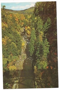 Railroad Bridge Shadow Across the QUECHEE GORGE Vermont Postcard VT Aerial View - Picture 1 of 2
