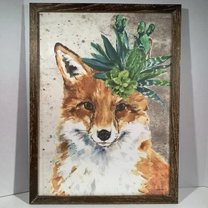 Kathryn weiß gerahmter Fuchs Aquarell Kunst Gemälde Druck 23,5" hoch - Bild 1 von 12