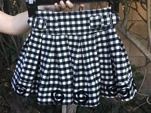 Bill Tornade Paris Girls Wool Skirt Black & White Plaid Sz.6 Year Made In France - Picture 1 of 12