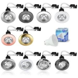 GU10 Downlights Ceiling Spotlight Downlighter 6 x Fixed Tilted Recessed LED Spot - Picture 1 of 21