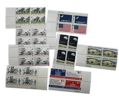 Lot Of Misc Vintage Unused US Postage Block 6 Cent Flag Stamps LIBERTY US Flag - Image 1 of 4