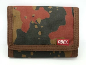 OBEY QUALITY DISSENT (WOODLAND CAMO) CANVAS TRI-FOLD WALLET BRAND NEW w/TAG!! - Picture 1 of 2
