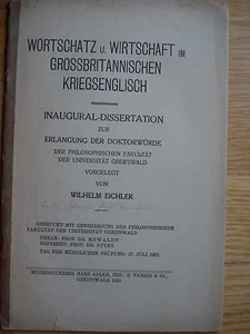 WILHELM EICHLER Kriegsenglisch Wilmersdorf Greifswald Posen Jersitz Spies Diss. - Bild 1 von 3