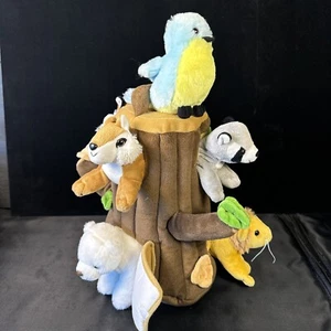 Unipak 11" Log Play Set with 7 Animals Plush Stuffed Animal Toy - Picture 1 of 20