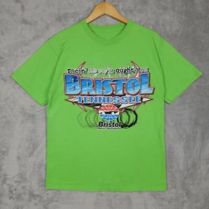 Bristol Motor Speedway Men’s Medium Lime Green T-Shirt Front/Back Graphic - Picture 1 of 8
