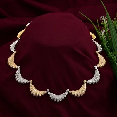 7.10 Ct Lab Grown CVD Round Diamond Charm Choker Necklace 18k White/Yellow Gold - Image 1 of 4