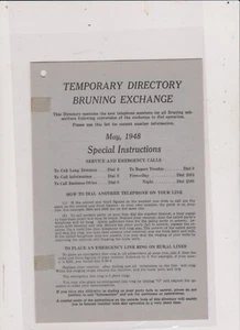 VINTAGE MAI,1948 BRUNING,NE TELEFONBUCH KOSTENLOSER VERSAND IN USA - Bild 1 von 1