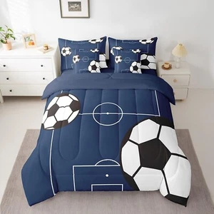 Feelyou Football Bedding Set Queen Size 7 Pieces Kids Soccer Ball Pattern for... - Picture 1 of 6