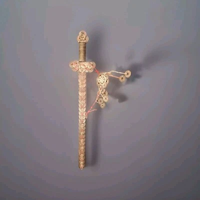 Rare Épée Votive Chine Du Sud Porte Bonheur Feng Shui Sapèques Monnaie Ancienne  - Photo 1/4