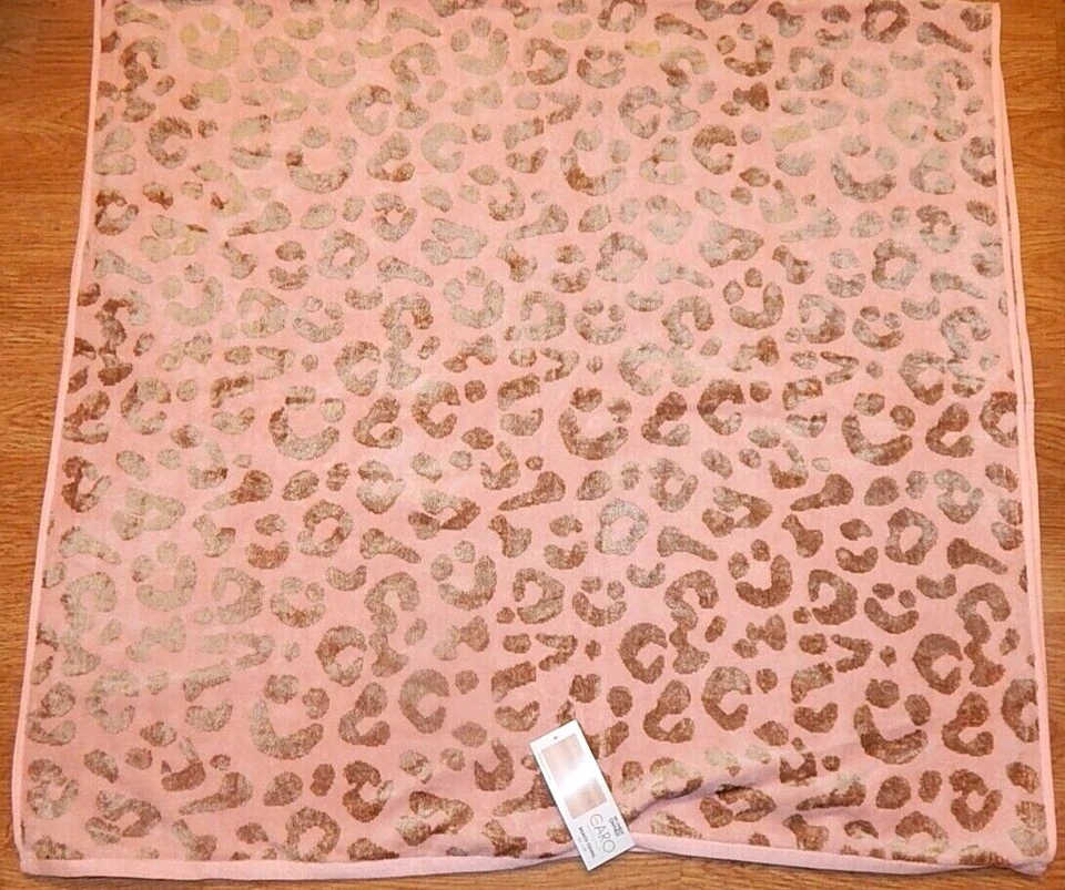 Toalla de playa con estampado de leopardo CARO 36" X 68 rosa y dorado de lujo algodón y viscosa NUEVA Foto 1 de 1