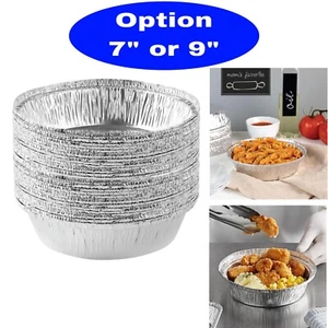 50 Pack Aluminum Round Foil Take-Out Pan Cake Pie Pastas Baking 7'' or 9'' - Picture 1 of 11