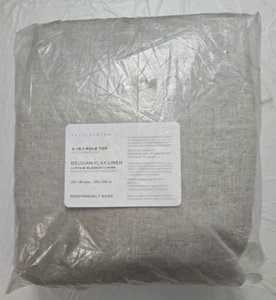 Pottery Barn 3in1 Pole Top Belgian Flax Linen 1-Curtain Blackout Lining 100"x96" - Picture 1 of 2