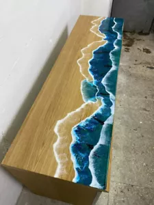 Ocean Wave Console Slab Top, End Wooden Countertop, Living Room Decor - Picture 1 of 5