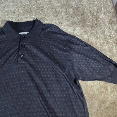 Axis Mens Golf Polo Shirt Stretch Short Sleeve Black Geometric Print Size XL - Image 1 of 4