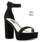 Nine West Rebeka Black Suede Platform Ankle Strap Heels NIB Size 11