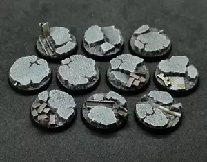 25mm urban ruins rubble bases x10 Concrete for Warhammer 40k (unpainted) - Picture 1 of 5