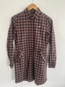 Fred Perry x Shirt Dress UK 8 Multicoloured Tartan Check Button Up Long Sleeve - Picture 1 of 18