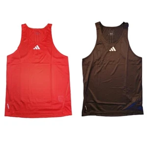 Adidas Mens Run Event Tank Performance Aeroready Tank Black and Red - Picture 1 of 5