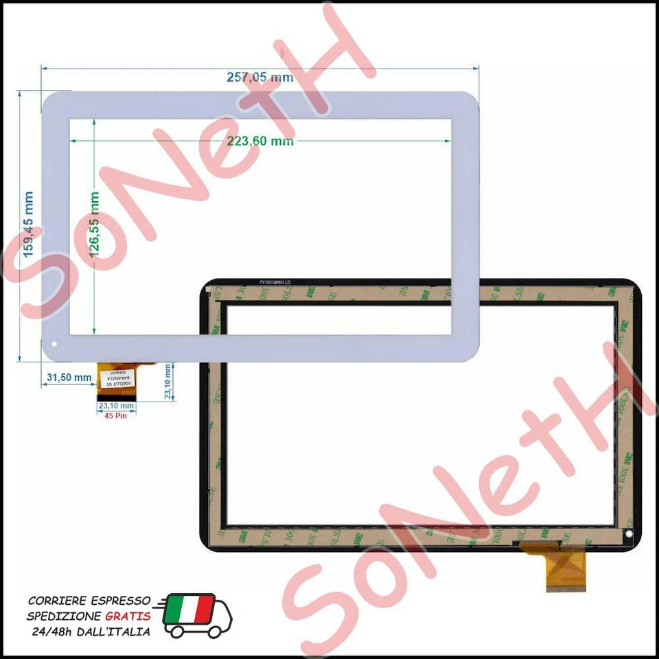 VETRO TOUCH SCREEN PER TABLET MAJESTIC TAB 302 TAB-302 RICAMBIO BIANCO - Immagine 1 di 1