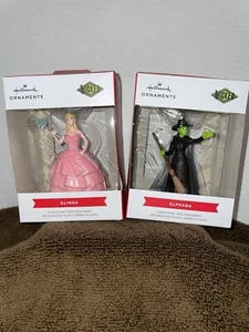 Hallmark Ornament Wicked Elphaba & Glinda Wizard OZ Christmas Ornament Set Of 2 - Picture 1 of 8