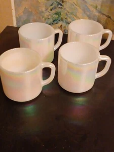 4 Vintage Federal Mugs Heat Proof USA Moonglow Iridescent Opalescent Coffee Cups - Picture 1 of 8