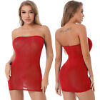 US Womens Strapless Cover Up Tube Dresses Sheer Stretchy Bodycon Dresses Party