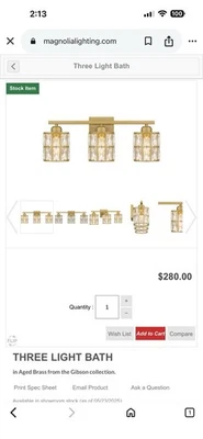 Magnolia Lightning 3 Light Bath in Aged Brass from the Gibson Collection - Image 1 of 3