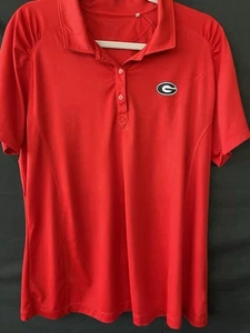 Georgia Bulldogs Polo Shirt Womens LARGE Red Cutter & Buck College Football - Picture 1 of 8