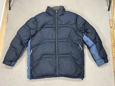 Vintage Nike Down Puffer Jacket Men XL Navy Blue Full Zip Insulated Winter Coat - Image 1 of 4