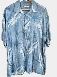 Camisa Campia Moda Para Hombres Azul Floral Hawaiana Manga Corta Abotonada XL Palmas - Imagen 1 de 3