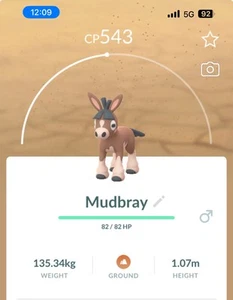 Mudbray Pokemon Trade GO Pokémon non lucido Mudsdale Gen7 Alola Safari Zone - Foto 1 di 1