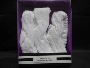 Trio Stirnband Set. Weißes Handtuch Beauty Stirnband. Gummizug. Unisex. - Bild 1 von 5