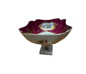 VINTAGE LIMOGES FRANCIA CENTROTAVOLA PORCELLANA FLOREALE PIEDISTALLO CIOTOLA STILE SEVRES - Foto 1 di 17