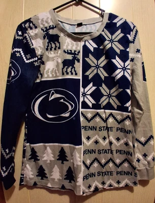 Penn State Nittany Lions Pajama PJs  Long Sleeve Top Sleep Pant Snow Flake Small - Image 1 of 4