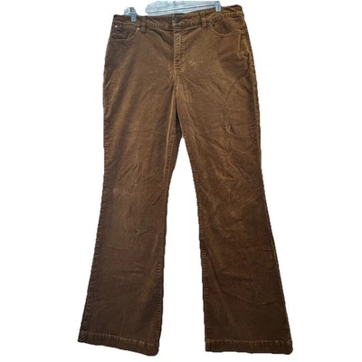 Pantalones acampanados de pana de cinco bolsillos impecables Talbots para mujer talla 14 marrón rico Foto 1 de 4