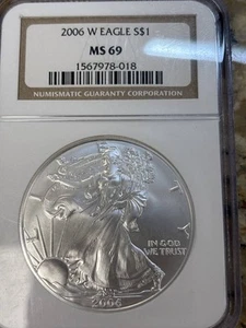 2006 Bullion Silver Eagles NGC MS-69 W BURNISHED SILVER EAGLE - Picture 1 of 2