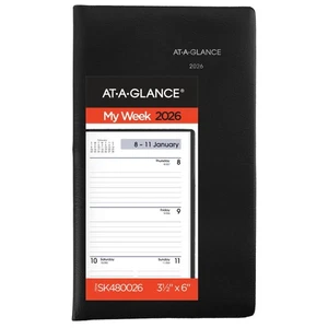 Planificador semanal AT-A-GLANCE DayMinder 2026, negro, bolsillo, 3 1/2" x 6" - Imagen 1 de 6